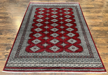 Pakistani Bokhara Rug 6x8 Handmade Wool Turkmen Carpet Vintage Red