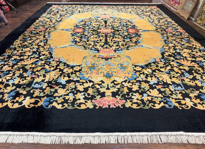 Peking Rug Antique Chinese Hand Knotted Wool Palace Size Oriental Carpet