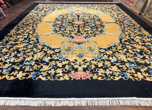 Peking Rug Antique Chinese Hand Knotted Wool Palace Size Oriental Carpet