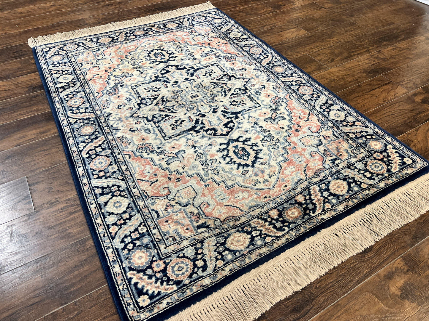 Karastan Blue Heriz Rug #748, Vintage Wool Karastan Carpet 4.3 x 6, Discontinued Original 700 Series Karastan Area Rug