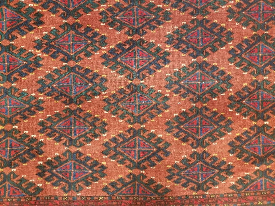Antique Turkoman Rug Hand Knotted Wool 3ft 4in By 5ft Red Tribal Carpet