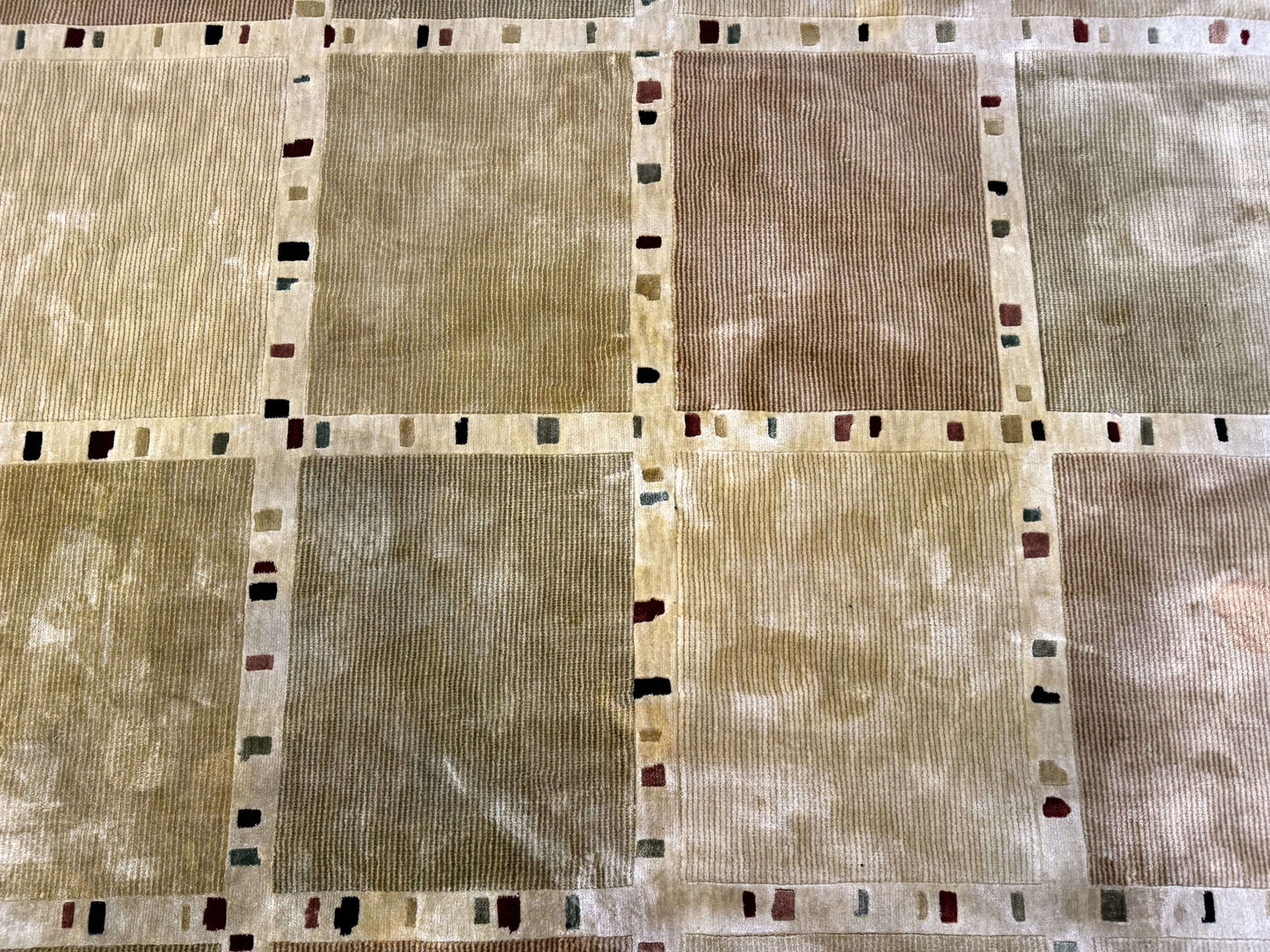 Large Wool Rug 10x13 Modern Panel Design Contemporary Carpet