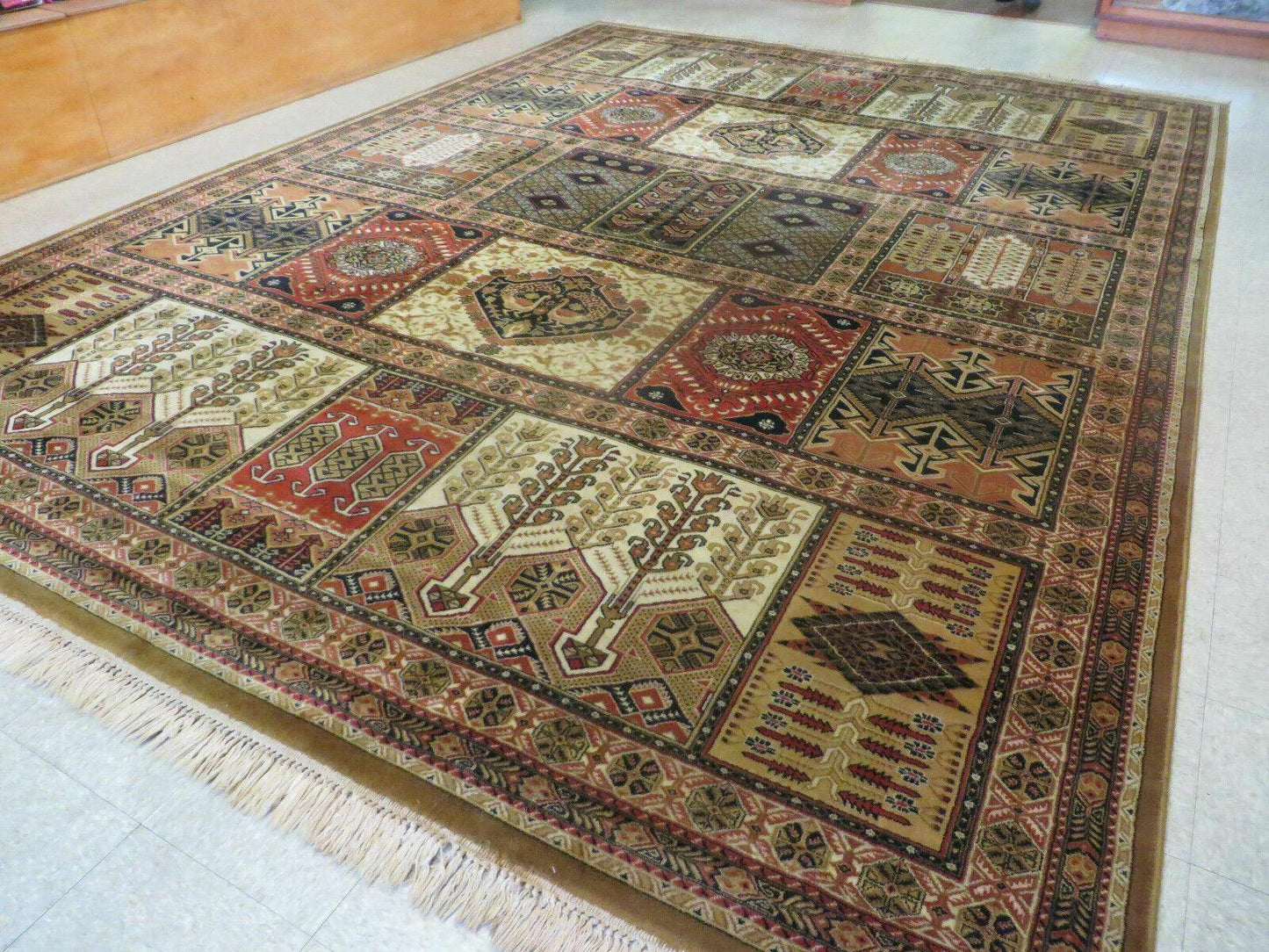 Couristan Rug 10x14, Large Belgium Power Loomed Wool Carpet 10 x 14 ft, Brown Tan Cream Oriental Rug, Living Room Rug, Large Area Rug