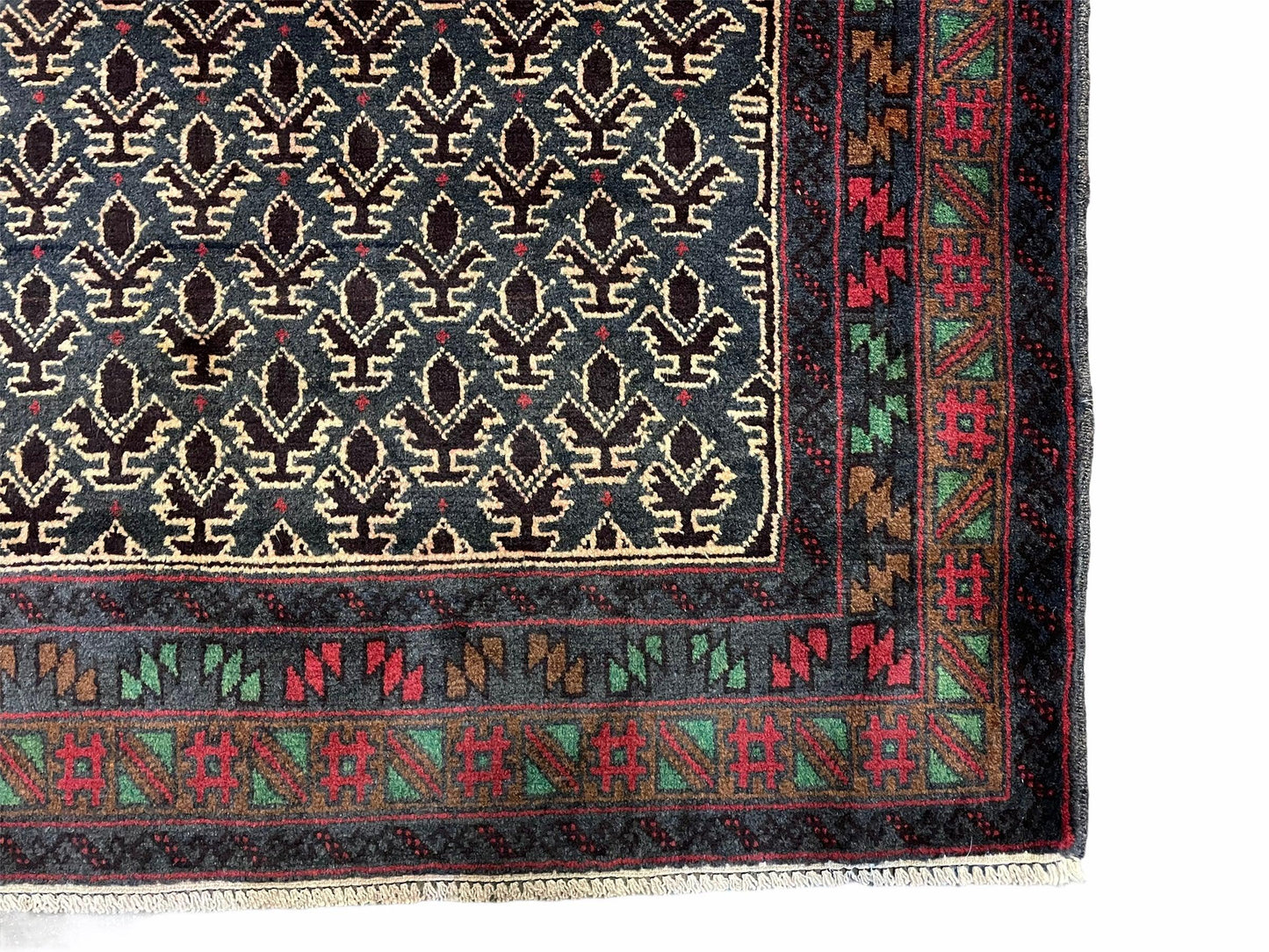 New Vintage Handmade Wool Balouch Turkoman Prayer Rug 3x5 Veggie Dyes