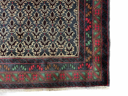 New Vintage Handmade Wool Balouch Turkoman Prayer Rug 3x5 Veggie Dyes