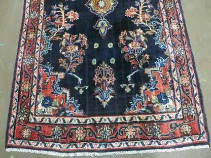 Persian Runner Rug 4x11 Navy Blue Antique Lilihan Hand Knotted Wool