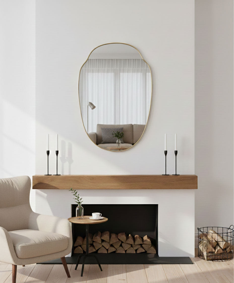 Elegant brass framed wall mirror
