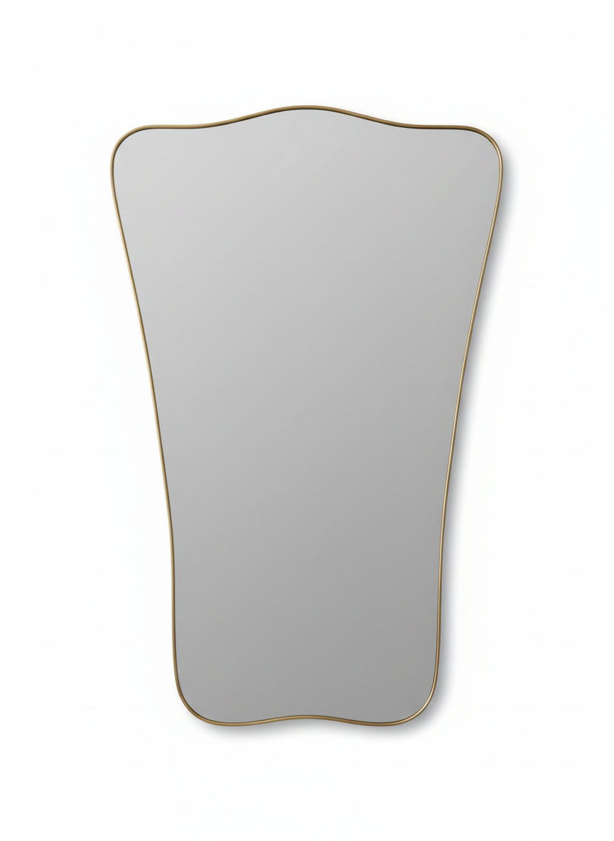 Butterfly wave brass wall mirror isolated on white background