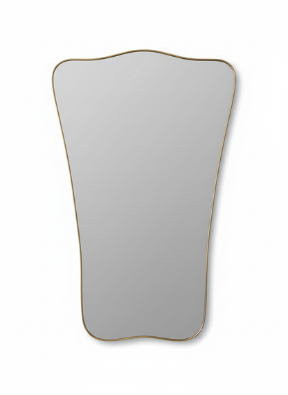 Butterfly wave brass wall mirror isolated on white background