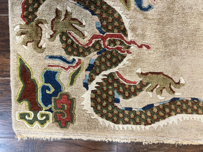 Peking Rug Handmade Wool Antique Chinese Oriental Carpet With Dragon Motifs