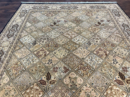 Pak Persian Rug 8x10, Multipanel Kirman Design, Wool Hand Knotted Vintage Carpet, Fine Weave Oriental Rug 8 x 10