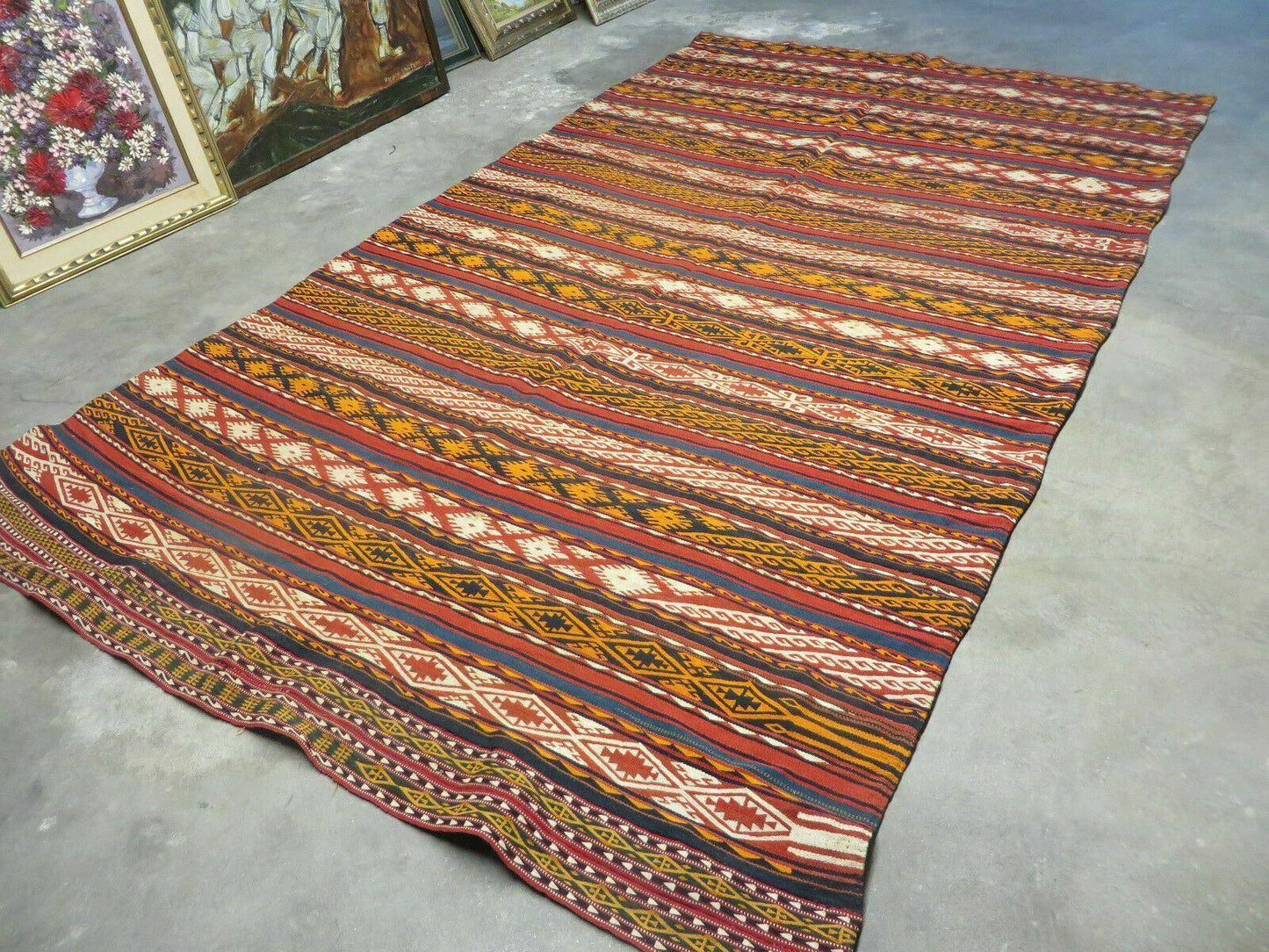 Antique Turkish Jajim Kilim Rug Flat Weave Wool Vegetable Dye 6x10 Handmade