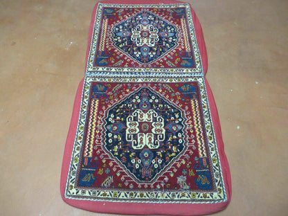Turkish Floral Wool Rug Pillow Cover Antique Handmade Two Piece Cushion