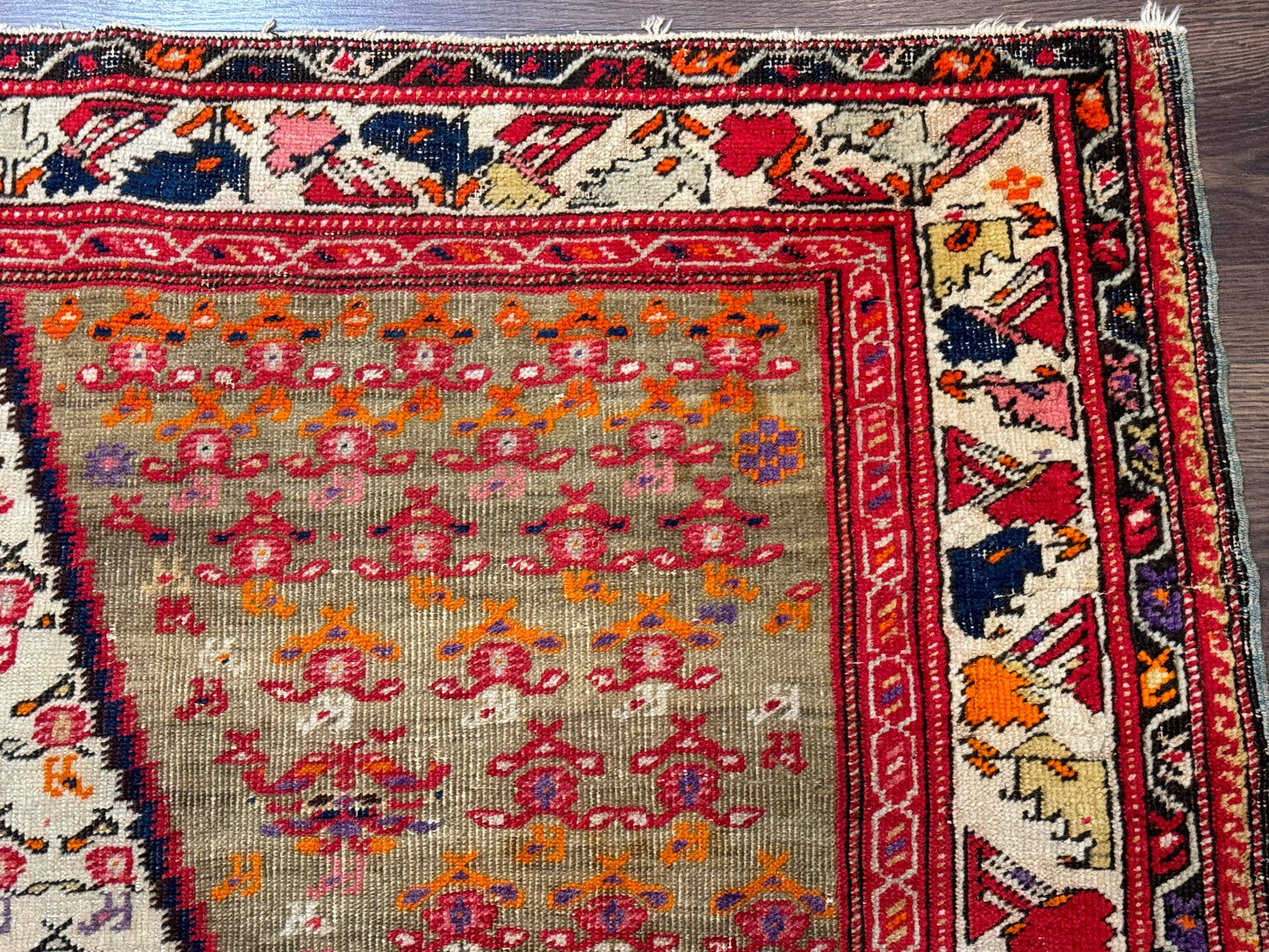 Antique Persian Malayer Rug 4x7 Tribal Senneh Geometric Diamond Design