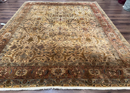 Indo Persian Rug 8x10 Teawash Bijar Hand Knotted Wool Carpet Allover Pattern