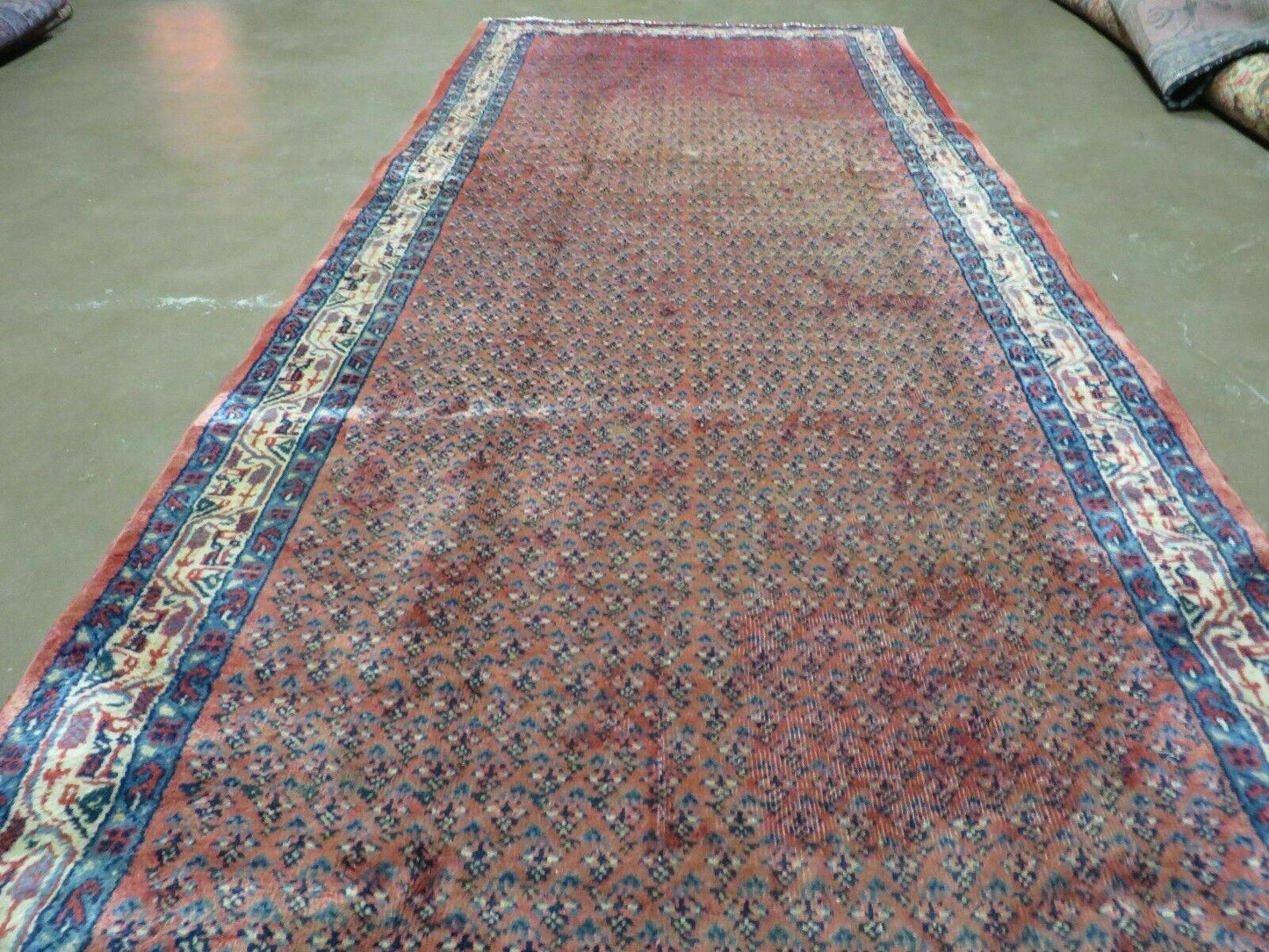 Antique Persian Seraband Runner Rug Three Foot Seven By Eleven Feet Red Wool Mir Pattern