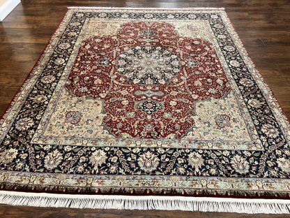 Persian Rug 8x10 Hand Knotted Wool Vintage Carpet Dome Medallion Floral Design