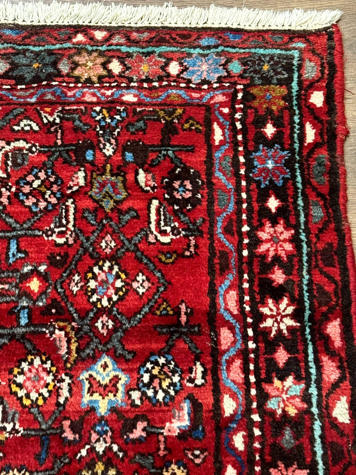 Red Persian Rug 4x7, Village Rug, Wool Vintage Carpet