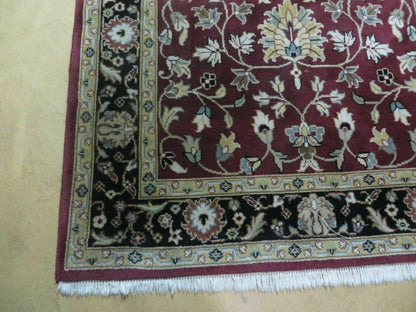 Handmade Wool Rug Indian Agra Pattern Hand Knotted 4x6 Vintage 1970s