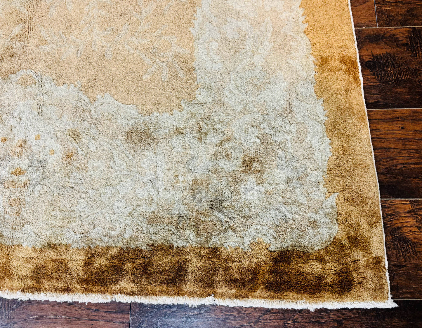 Peking Rug 5x7 Vintage Chinese Wool Carpet Golden Tan Hand Knotted Traditional