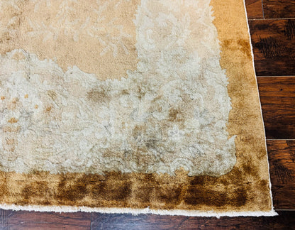 Peking Rug 5x7 Vintage Chinese Wool Carpet Golden Tan Hand Knotted Traditional