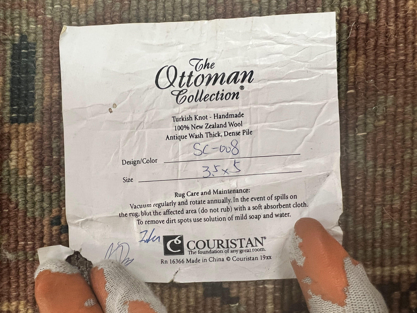 Heriz Rug 3.6 x 5, Handmade Vintage Wool Carpet, Couristan Carpet, Persian Design, Black