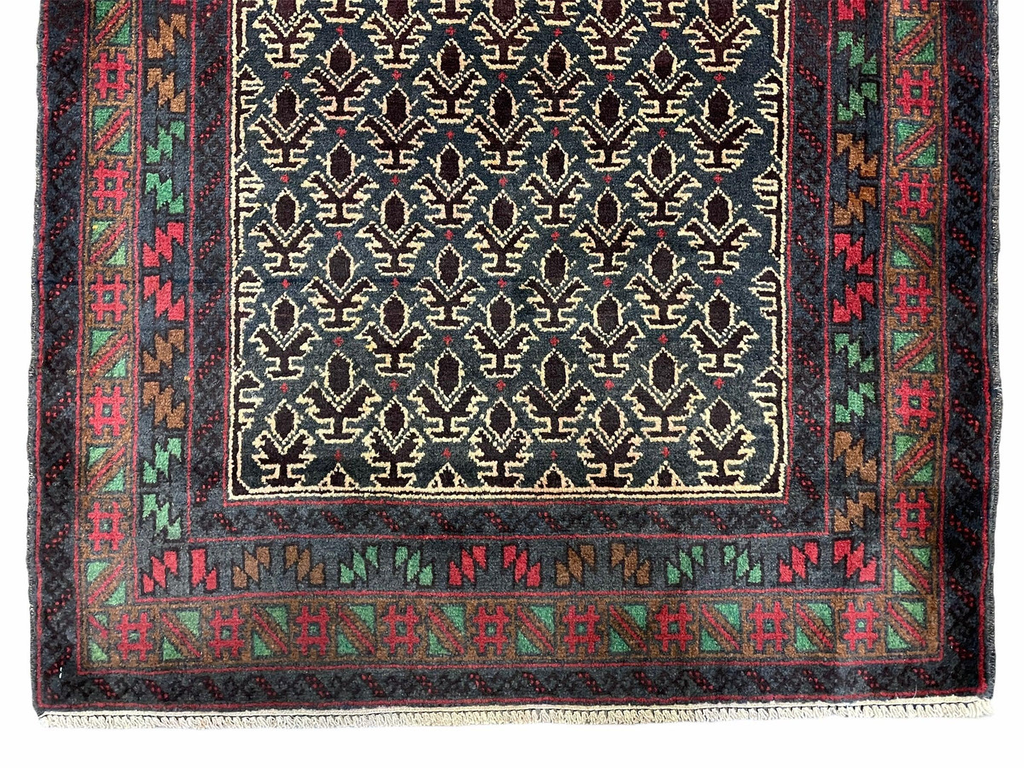 New Vintage Handmade Wool Balouch Turkoman Prayer Rug 3x5 Veggie Dyes