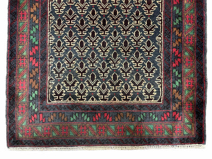 New Vintage Handmade Wool Balouch Turkoman Prayer Rug 3x5 Veggie Dyes