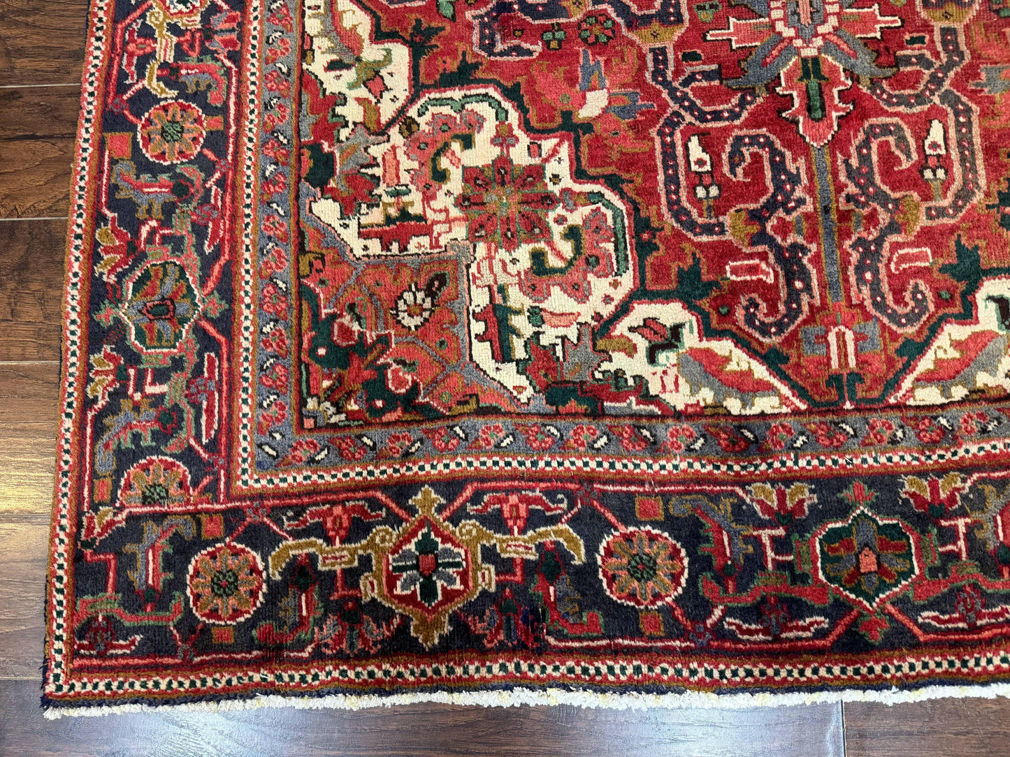 Heriz Rug 6 Foot 6 In By 9 Foot 3 In Wool Persian Carpet With Geometric Medallion