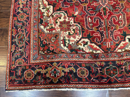 Heriz Rug 6 Foot 6 In By 9 Foot 3 In Wool Persian Carpet With Geometric Medallion
