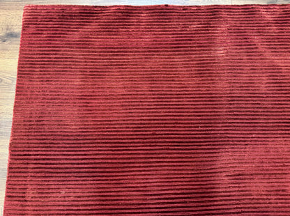 Handmade Tibetan Rug 8x10 Wool Stripe Red Thick Pile Carpet
