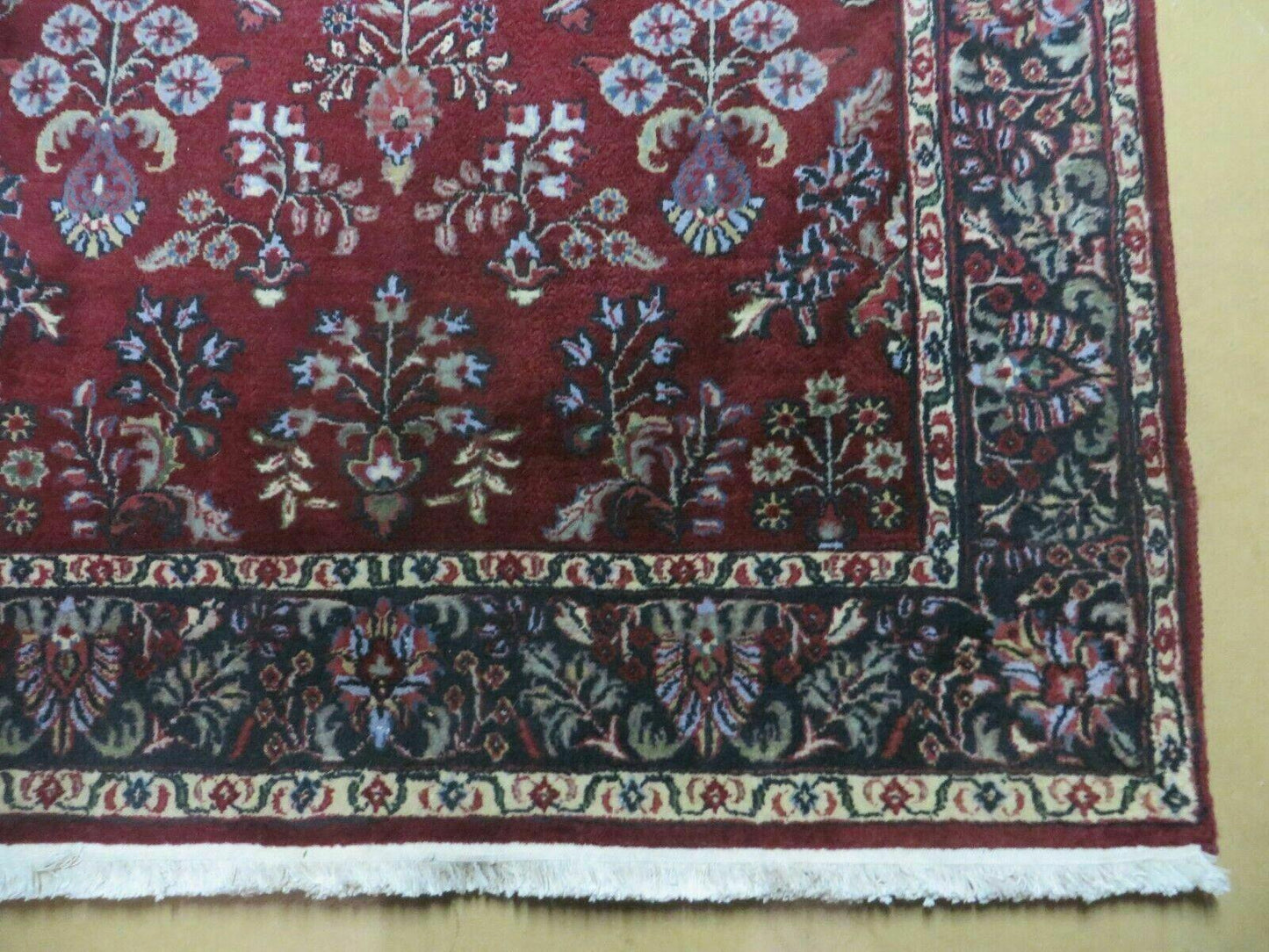 Jaipur Floral Oriental Wool Rug Vintage Handmade Indian 4 By 6 Rug