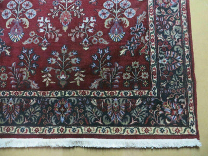 Jaipur Floral Oriental Wool Rug Vintage Handmade Indian 4 By 6 Rug
