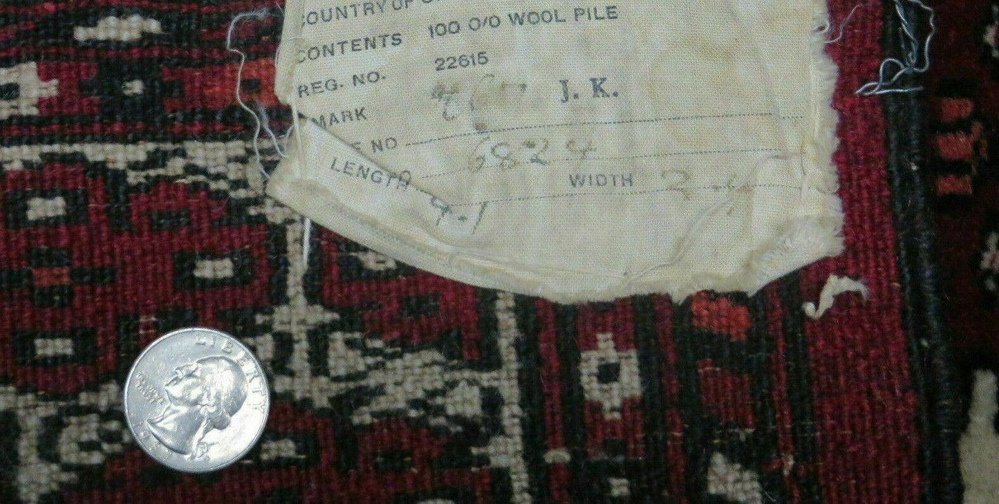 Vintage Handmade Bokhara Turkoman Wool Rug 41x46 Inches Two Sided Reversible