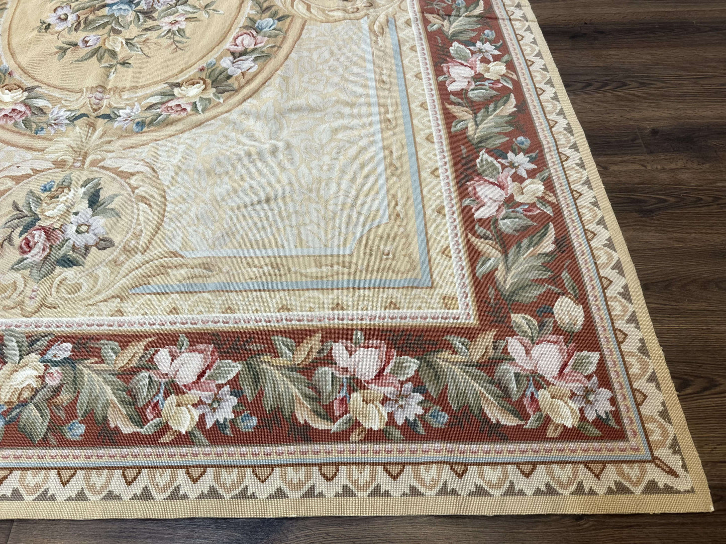 Needlepoint Rug 8x10 Aubusson Savonnerie European Floral Elegant Handwoven Wool Carpet