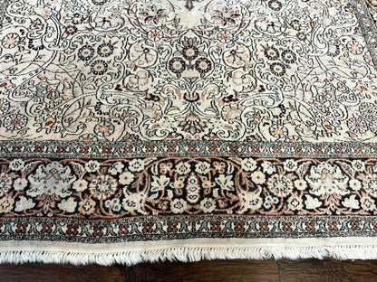 Silk Indian Kashmiri Rug 6x9 Hand Knotted Vintage Style Area Rug