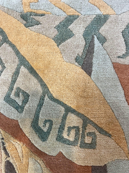 Modern Tibetan Rug 7x10 Handmade Soft Wool Open Field Tufenkian Style Carpet