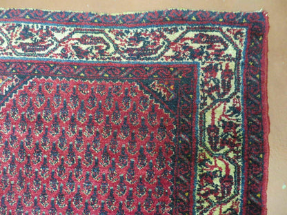 Indian Wool Rug Amritsar Vintage Handmade Red Paisley Design