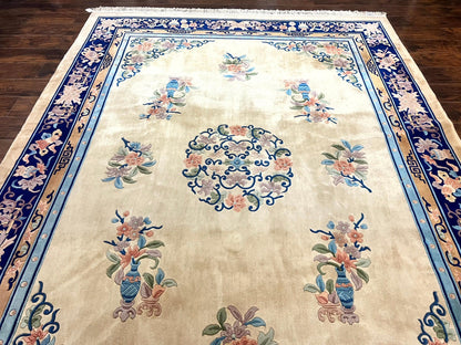 Chinese Wool Rug 8x11 Handmade Peking Art Deco