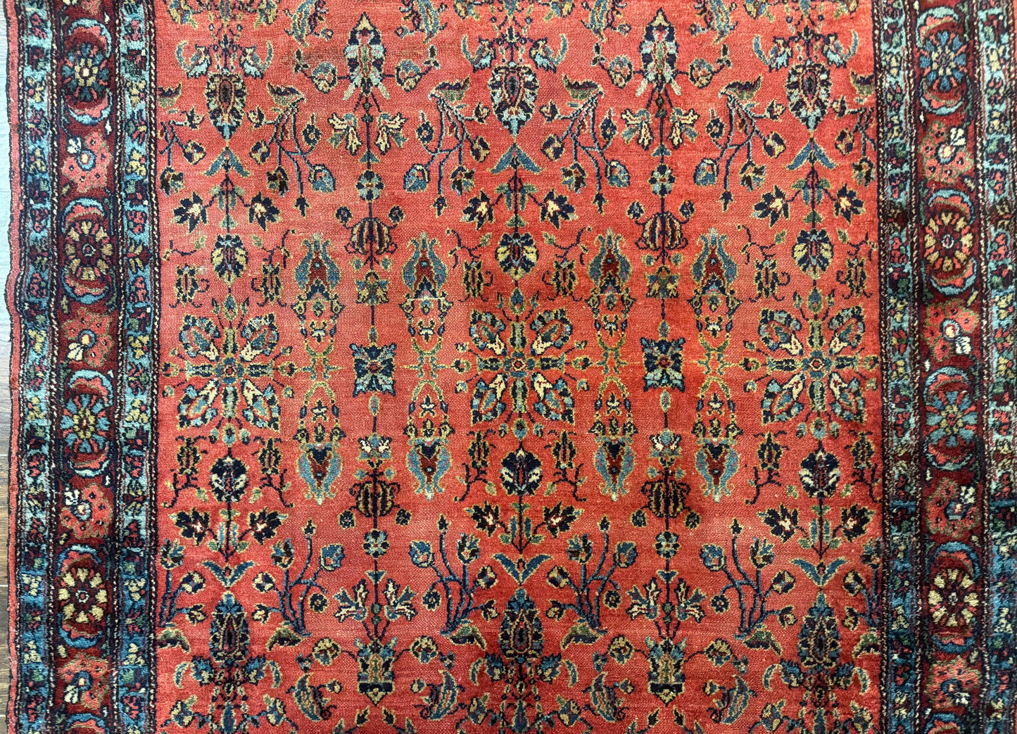 Antique Persian Tribal Rug Hand Knotted Wool Area Rug 5x6.6 Tomato Red