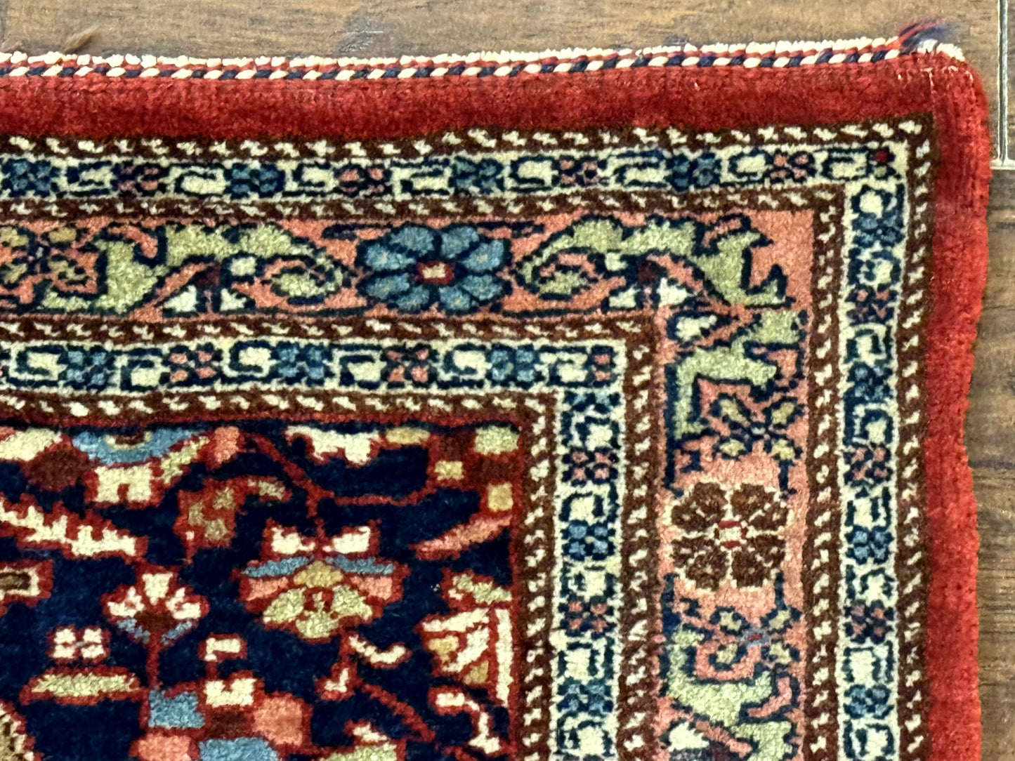 Persian Bidjar Rug 2.7 x 4, Red and Navy Blue, Small Persian Area Rug, Semi Antique