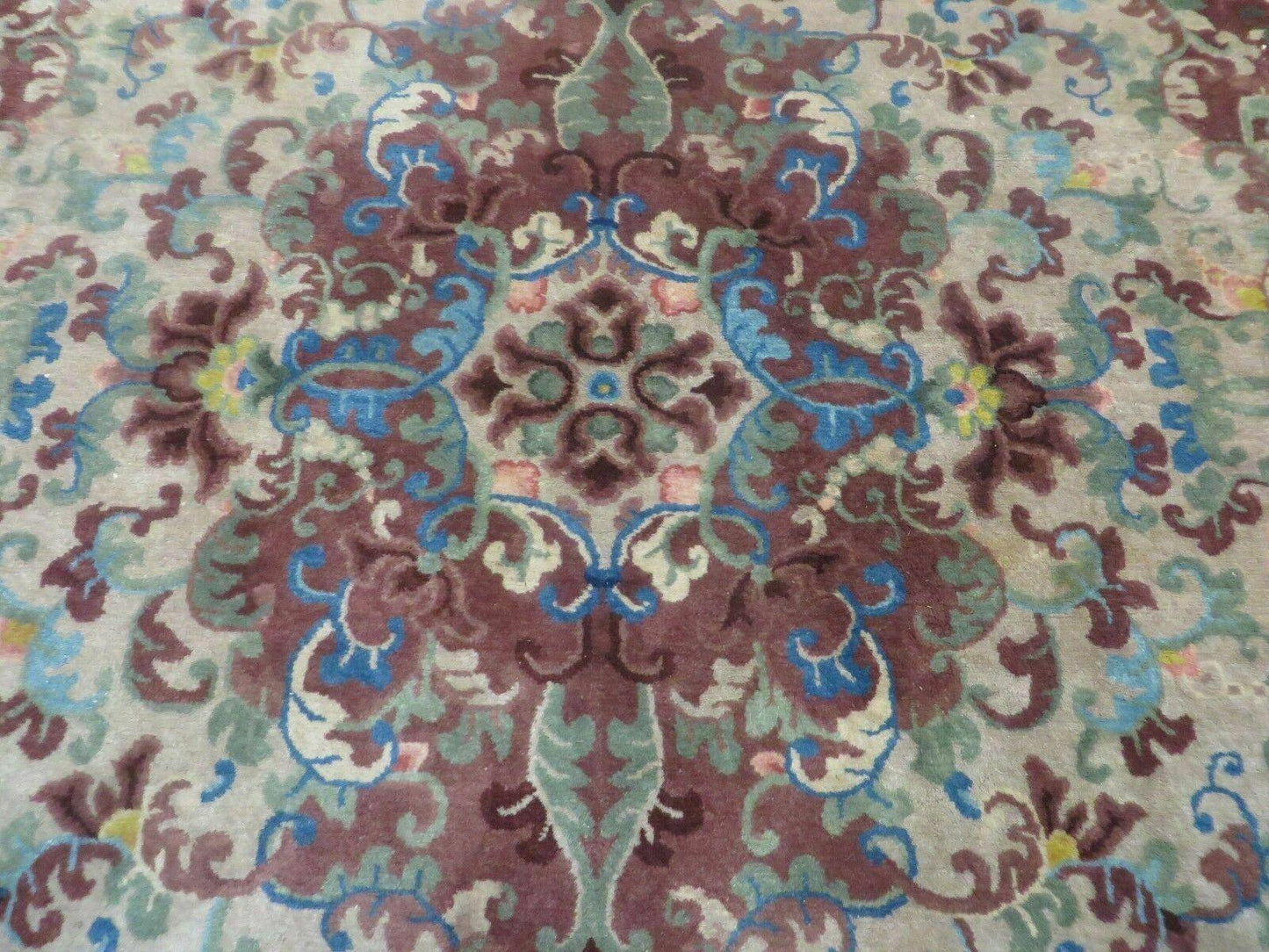 Vintage Chinese Art Deco Wool Rug 8x10 Hand Made Peking Floral Design