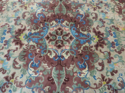 Vintage Chinese Art Deco Wool Rug 8x10 Hand Made Peking Floral Design