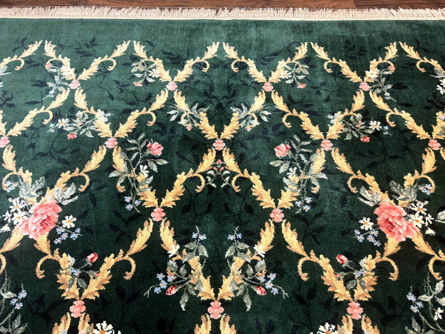 Karastan Garden of Eden Rug Green Savonnerie Wool 8.8 x 11.8