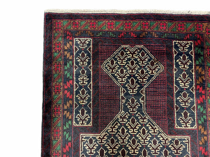 New Vintage Handmade Wool Balouch Turkoman Prayer Rug 3x5 Veggie Dyes