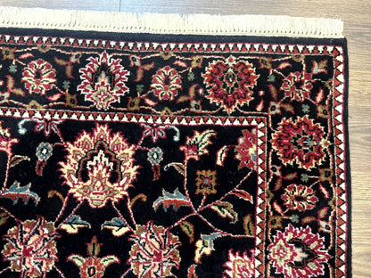 Indo Persian Sarouk Rug 3x5, Black Traditional Oriental Carpet