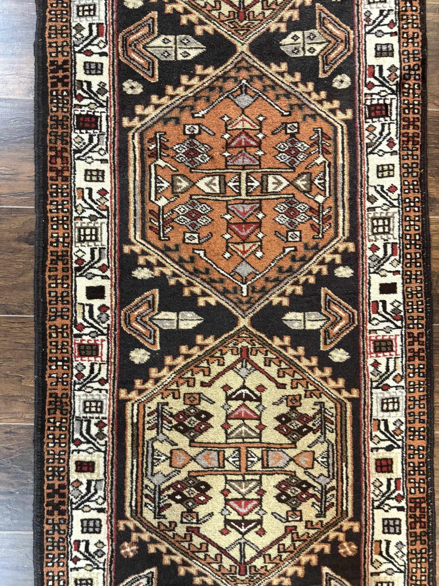 Persian Tribal Runner Rug Handmade Wool Sarab Geometric Medallions