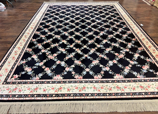 Karastan Rug 8.8 x 12, Garden of Eden #509/1270, Ebony Trellis, Vintage Discontinued Wool Pile Karastan Carpet