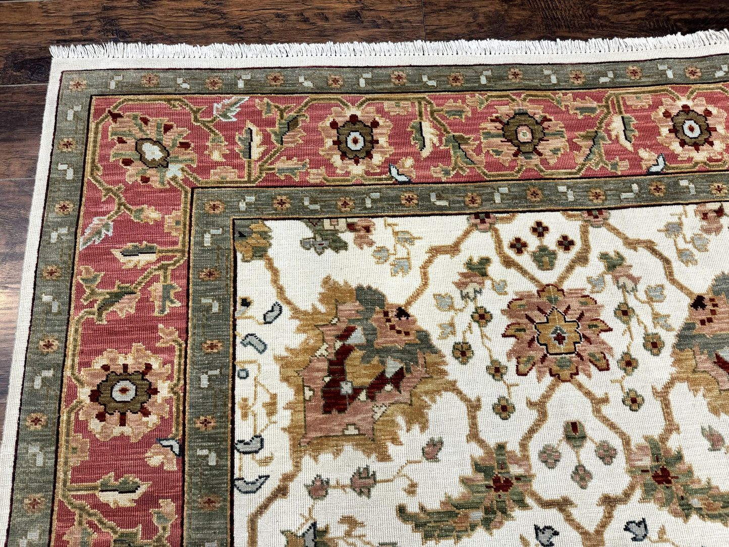 Flatweave Soumak Rug 6x9 Wool Handmade Floral Ivory Nourison