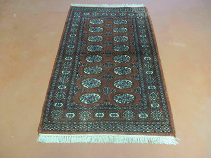 Turkoman Bokhara Wool Rug Vintage Handmade Pakistan 32x49 Fine Weave